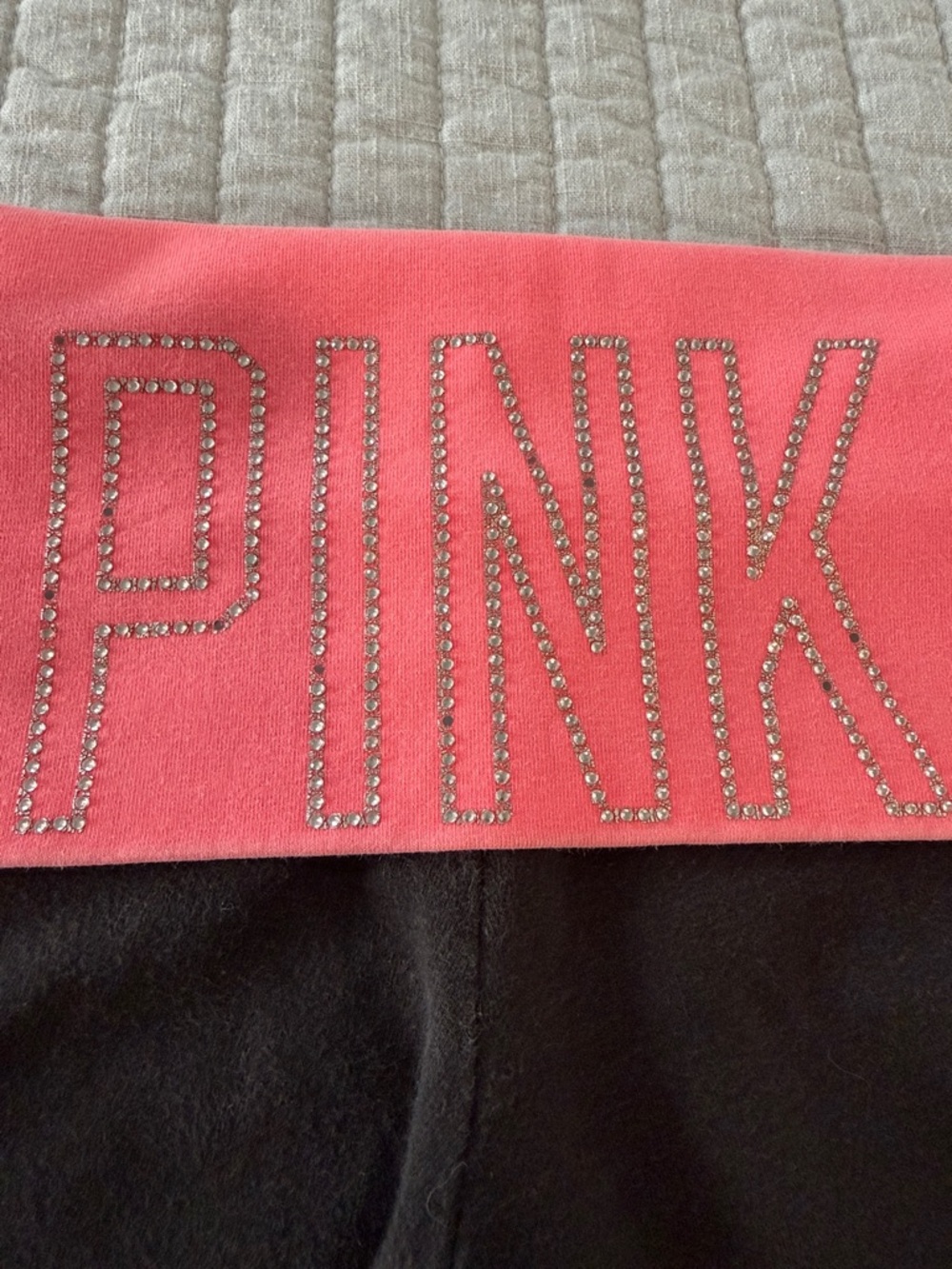 Victoria's Secret Black Straight-Leg Pants with Coral Waistband - Picture 5 of 6